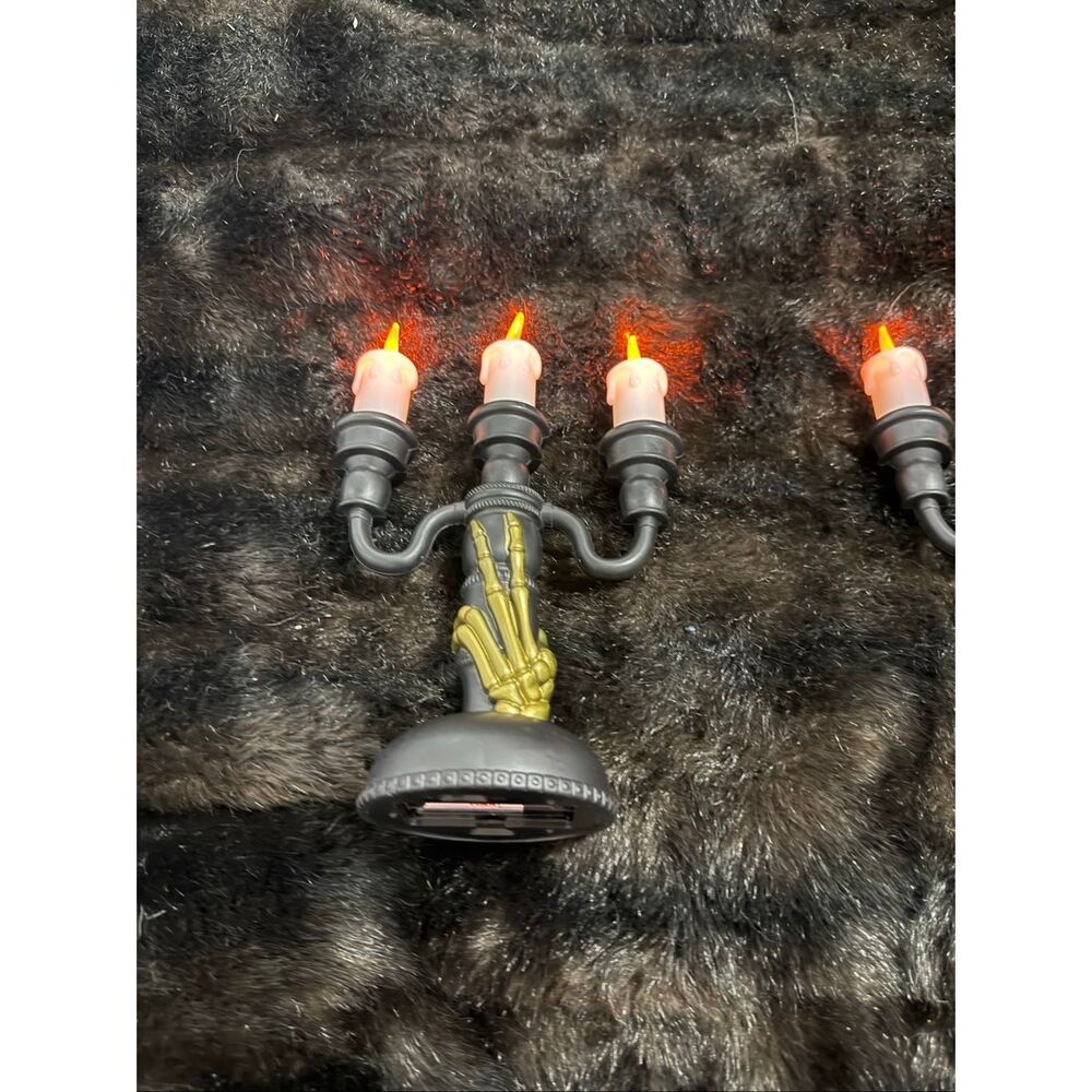 2022 Bullseye Playground Halloween 7" Light Up Candelabra Gold Hand Set of 2